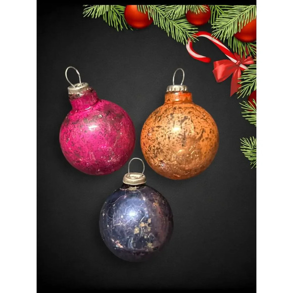Vintage MCM Mini Mercury Glass Bulbs Christmas Ornaments Set of 10 Japan - Picture 4 of 5